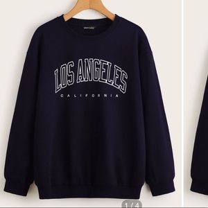 los angeles graphic blue sweater